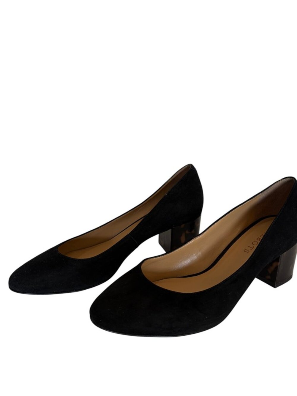 Talbots Isa Black Suede Tortoise Block Heel Pumps Women's Sz 8.5 M